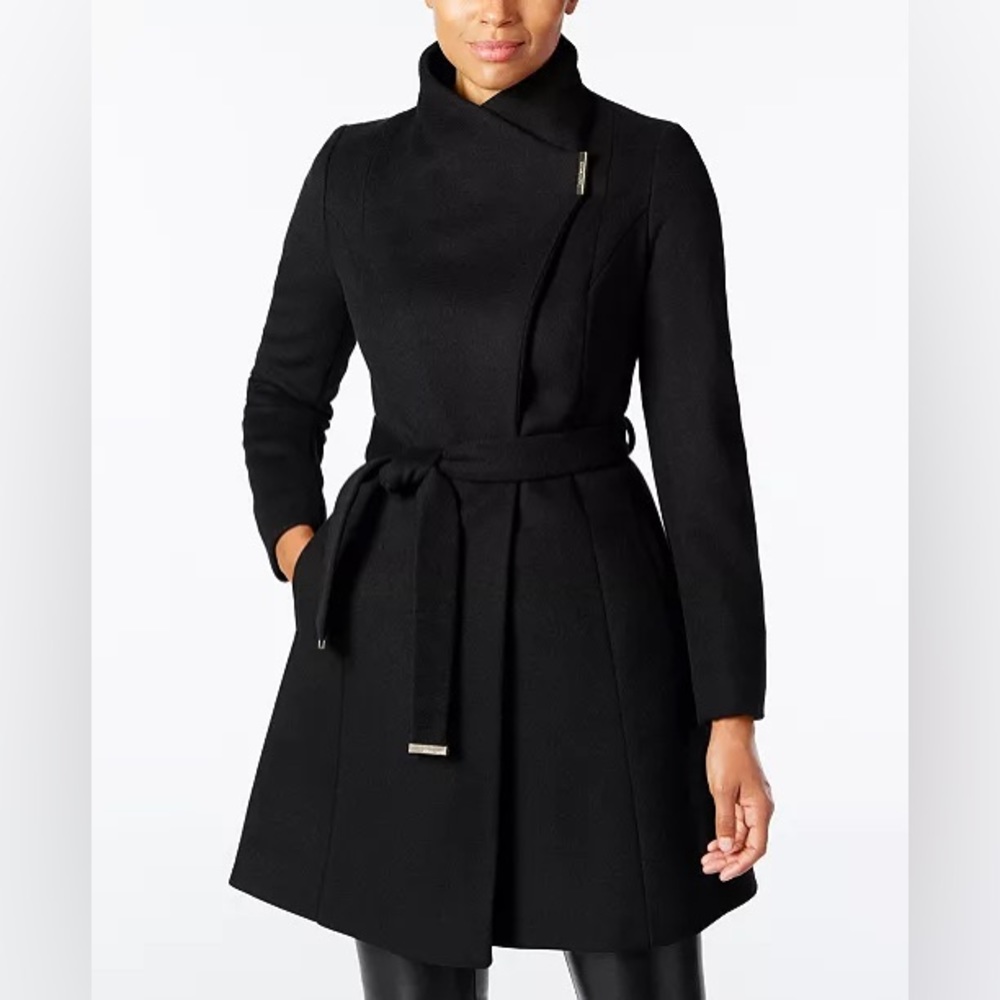 Michael Kors Wool Belted Walker Coat Size XS